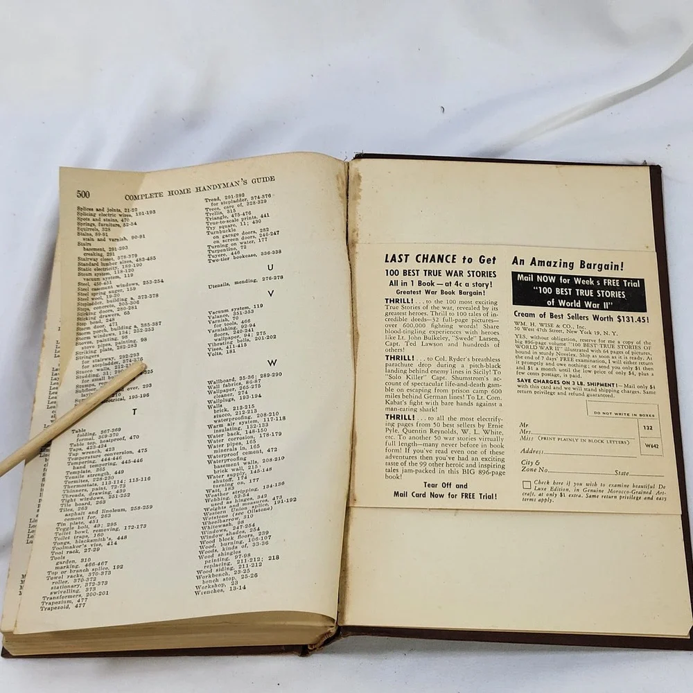 1948 The Complete Home Handyman's Guide Hubbard Cobb Vintage Hardcover Book DIY
